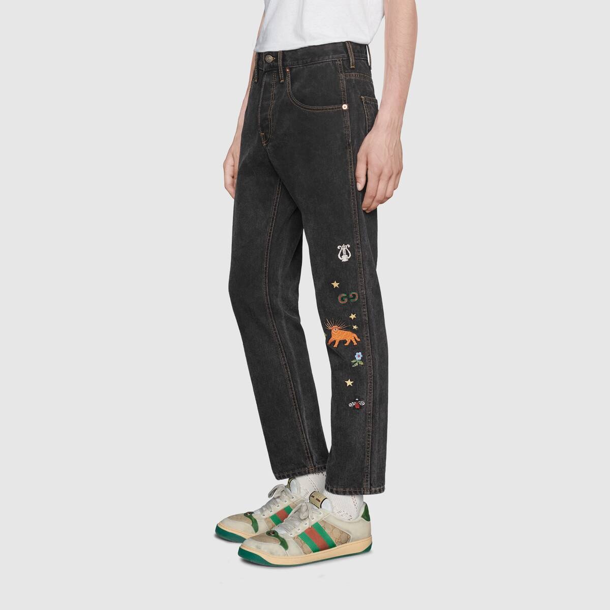 Tapered embroidered jeans - 4