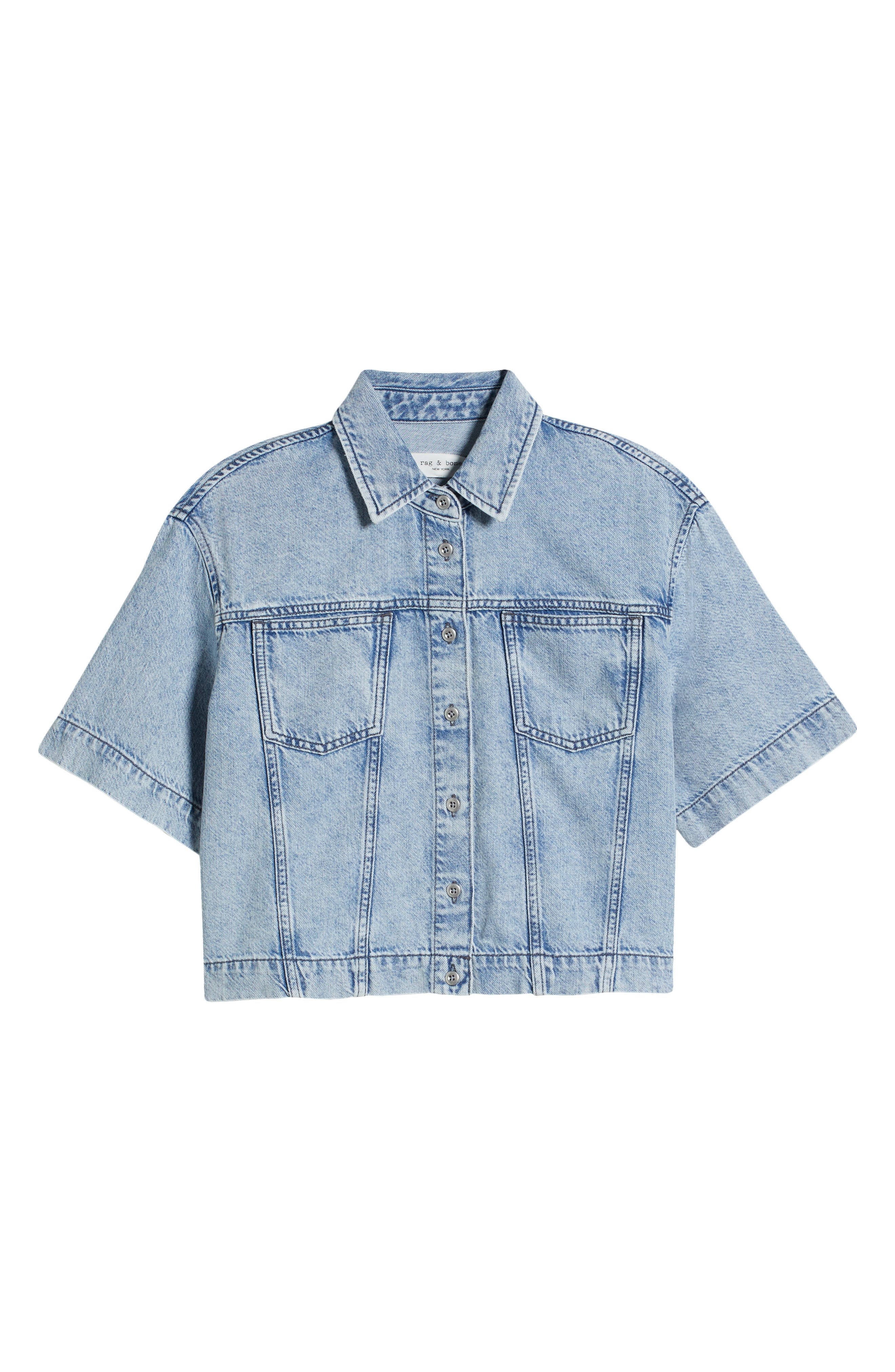 rag & bone Abby Crop Denim Button-Up Shirt in Kierra at Nordstrom - 5