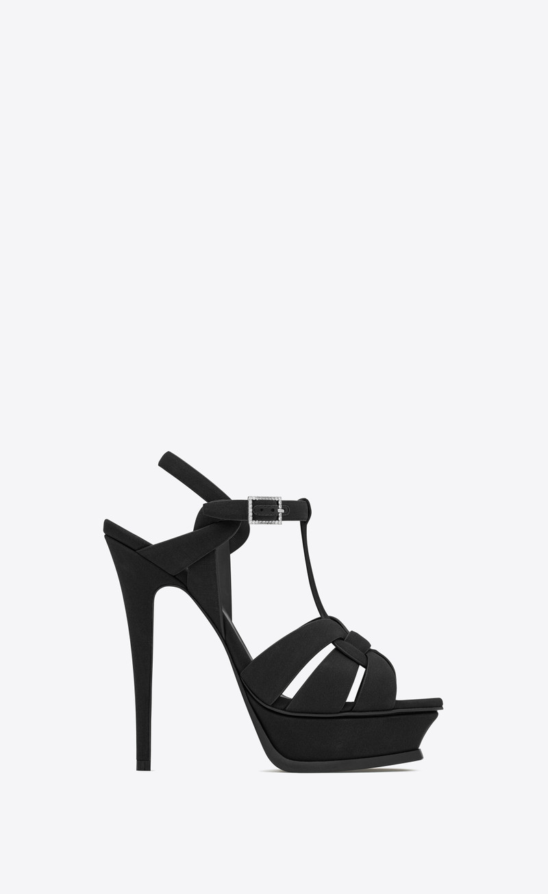 tribute platform sandals in crepe de chine - 1