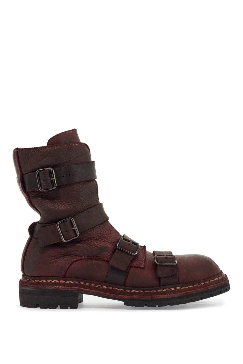 DARK RED HORSE LEATHER BOOTS WITH ADJUSTABLE STRAPS 1