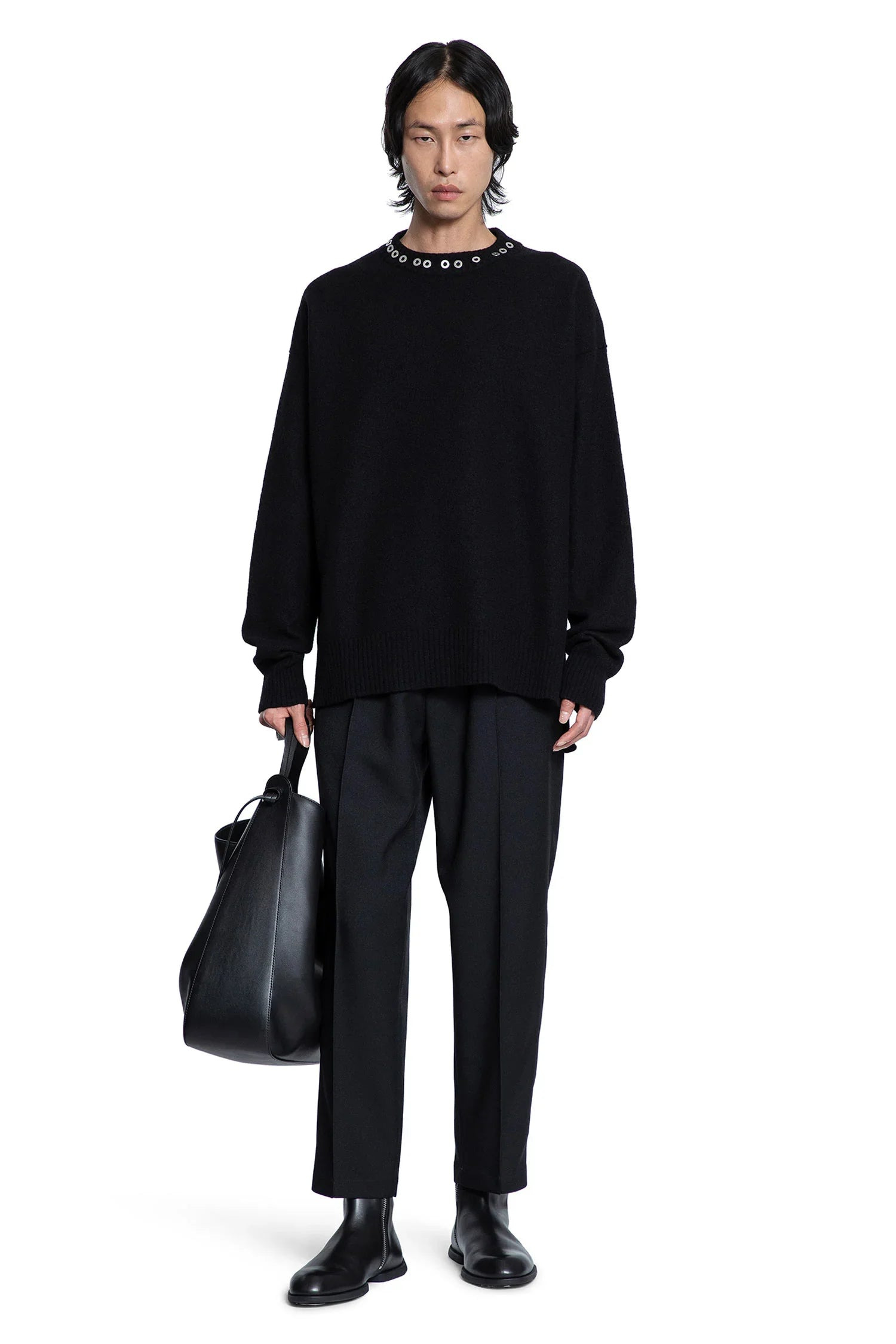 Crewneck-Jumper-With-Stud-Application - 4