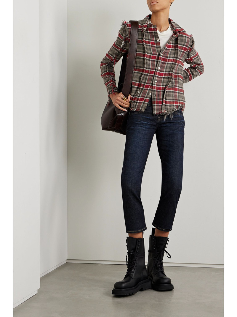 R13 Boy cropped high-rise straight-leg jeans Dark denim outlook
