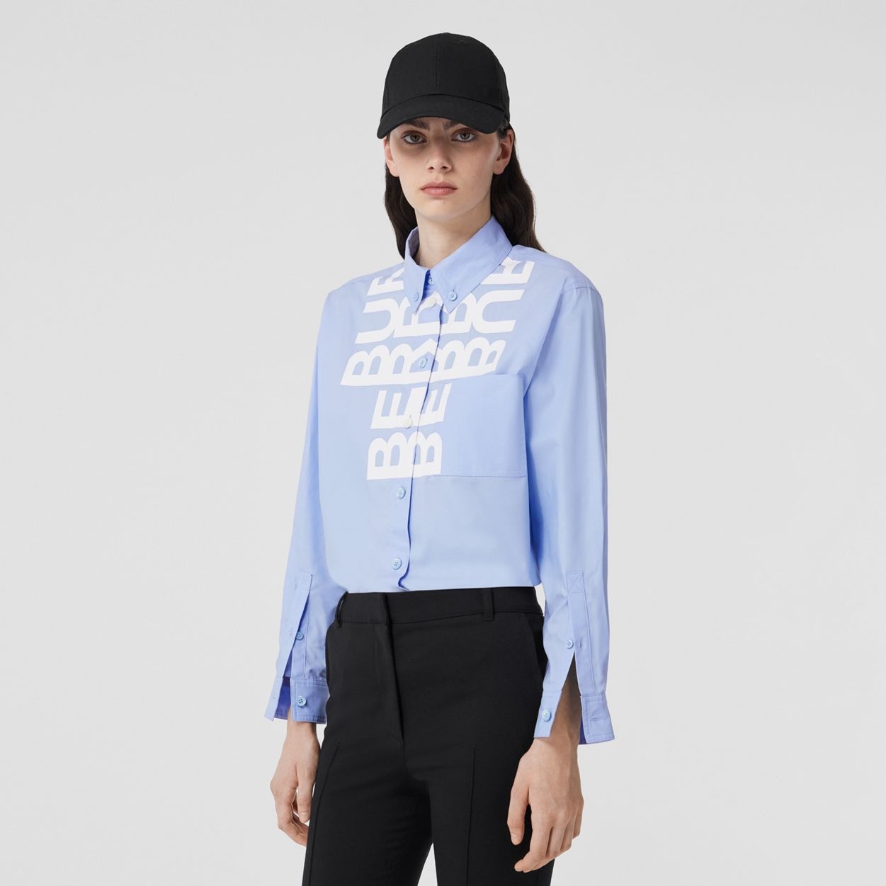 Logo Print Cotton Oxford Oversized Shirt - 2