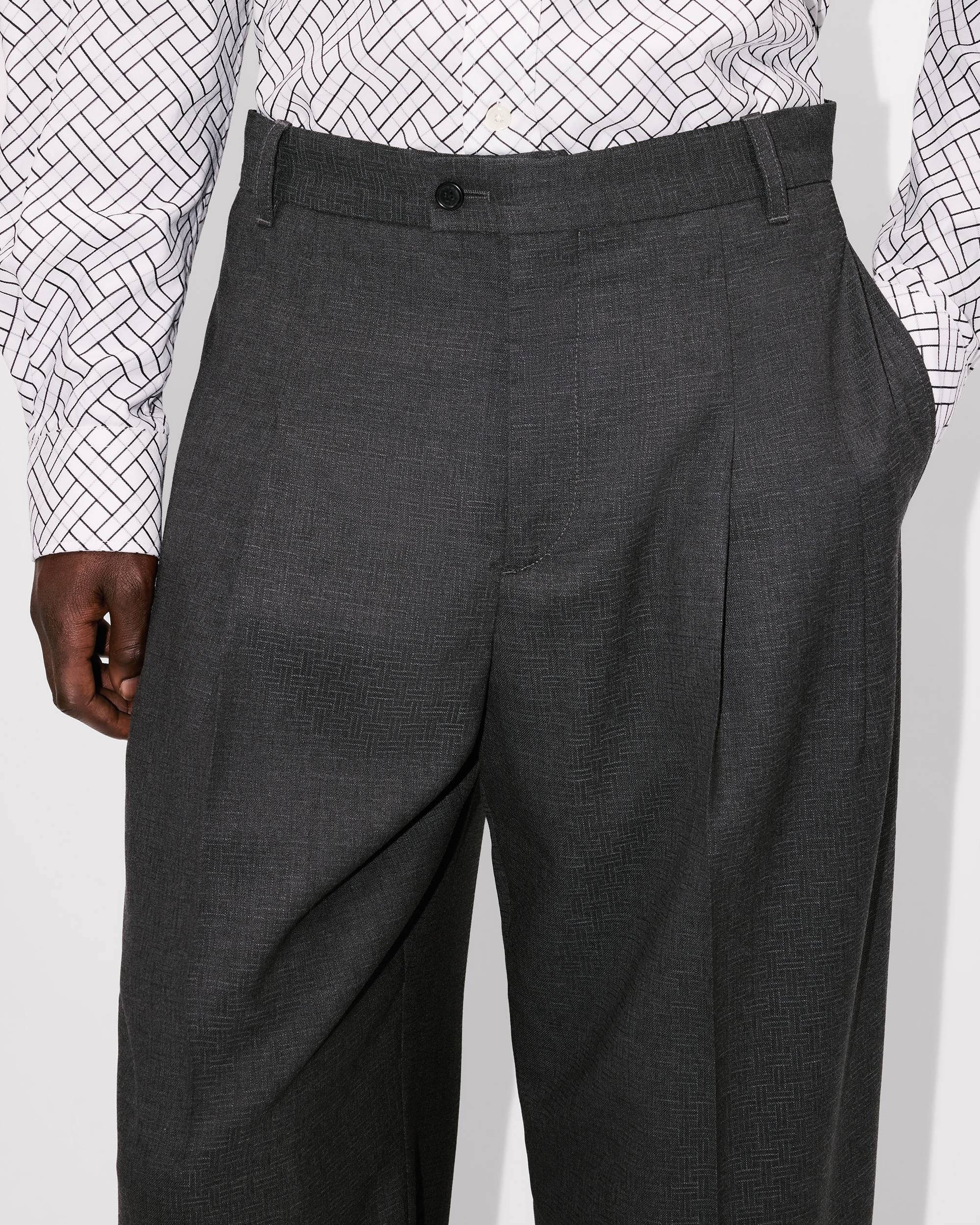 'KENZO Weave' straight tailored pants in wool jacquard - 6