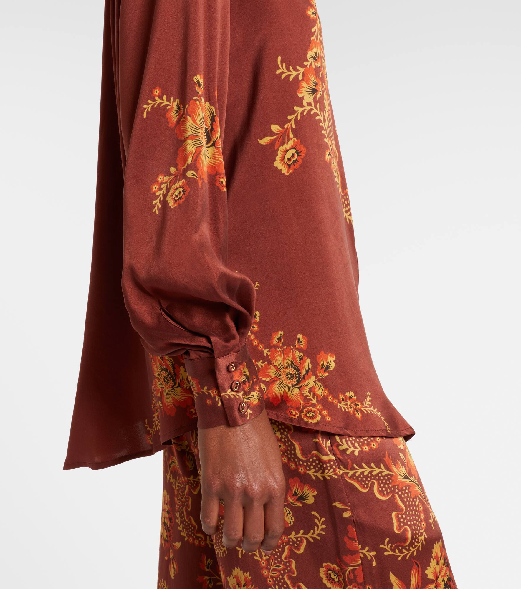 Seraphina printed silk satin shirt - 5