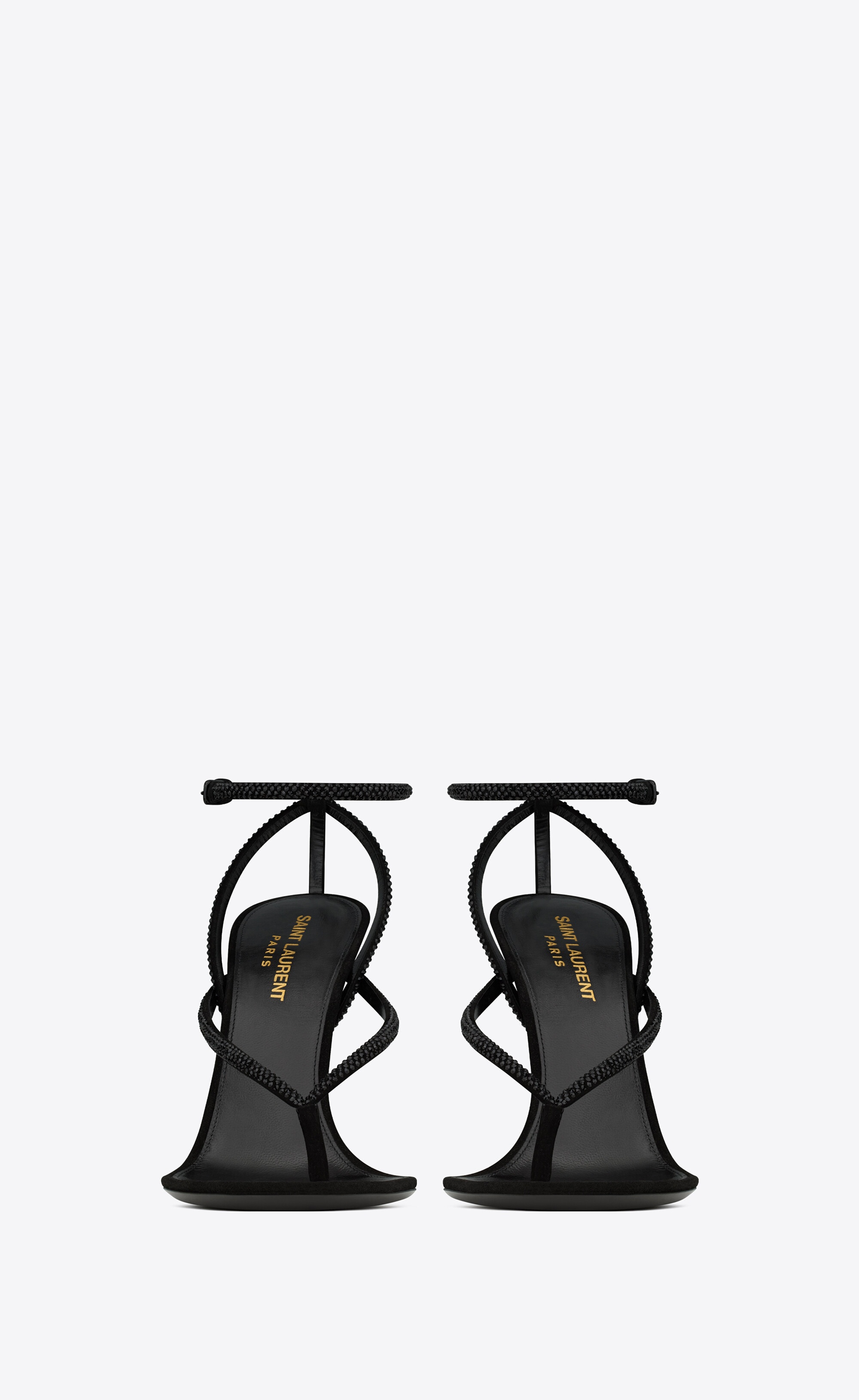 SAINT LAURENT ◆ Nadja Rhinestones Sandals Saint Laurent Nadja embellished suede sandals Saint Laurent