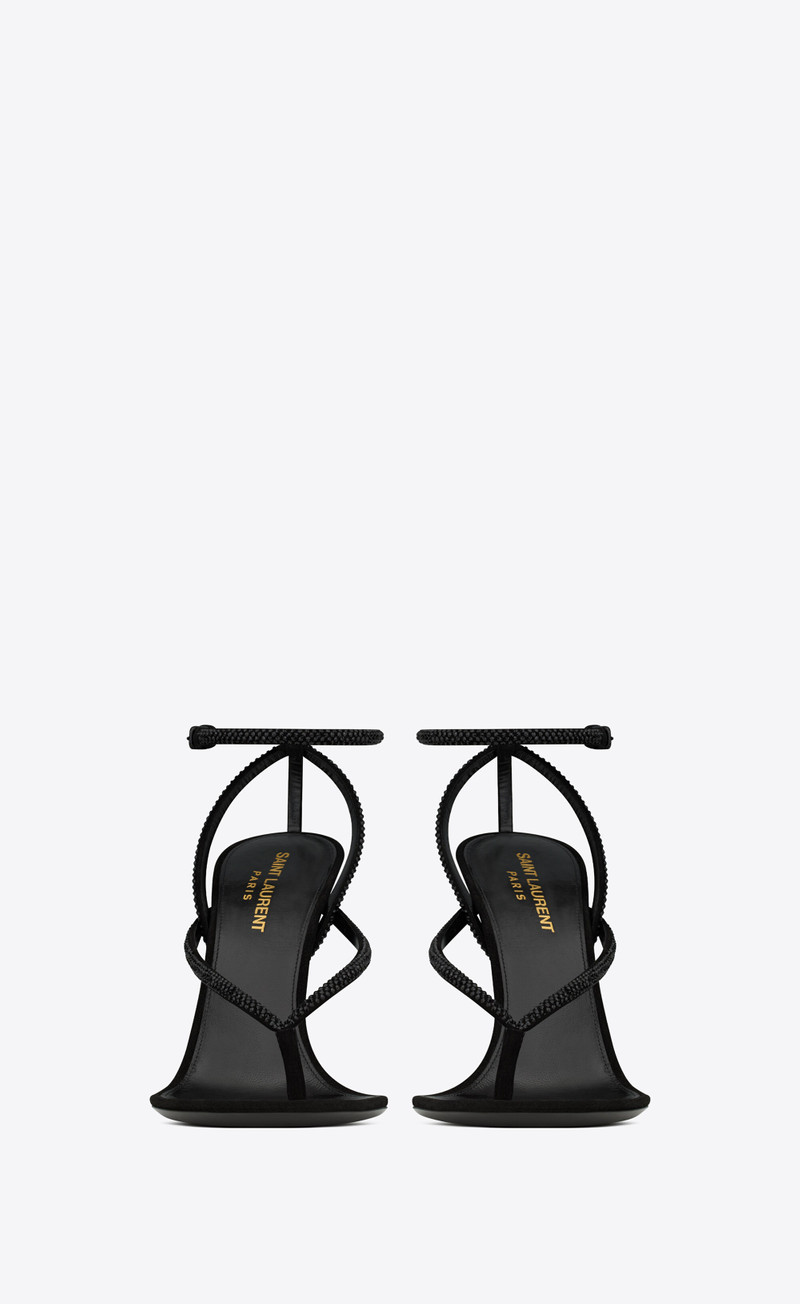 SAINT LAURENT nadja sandals in suede and rhinestones outlook