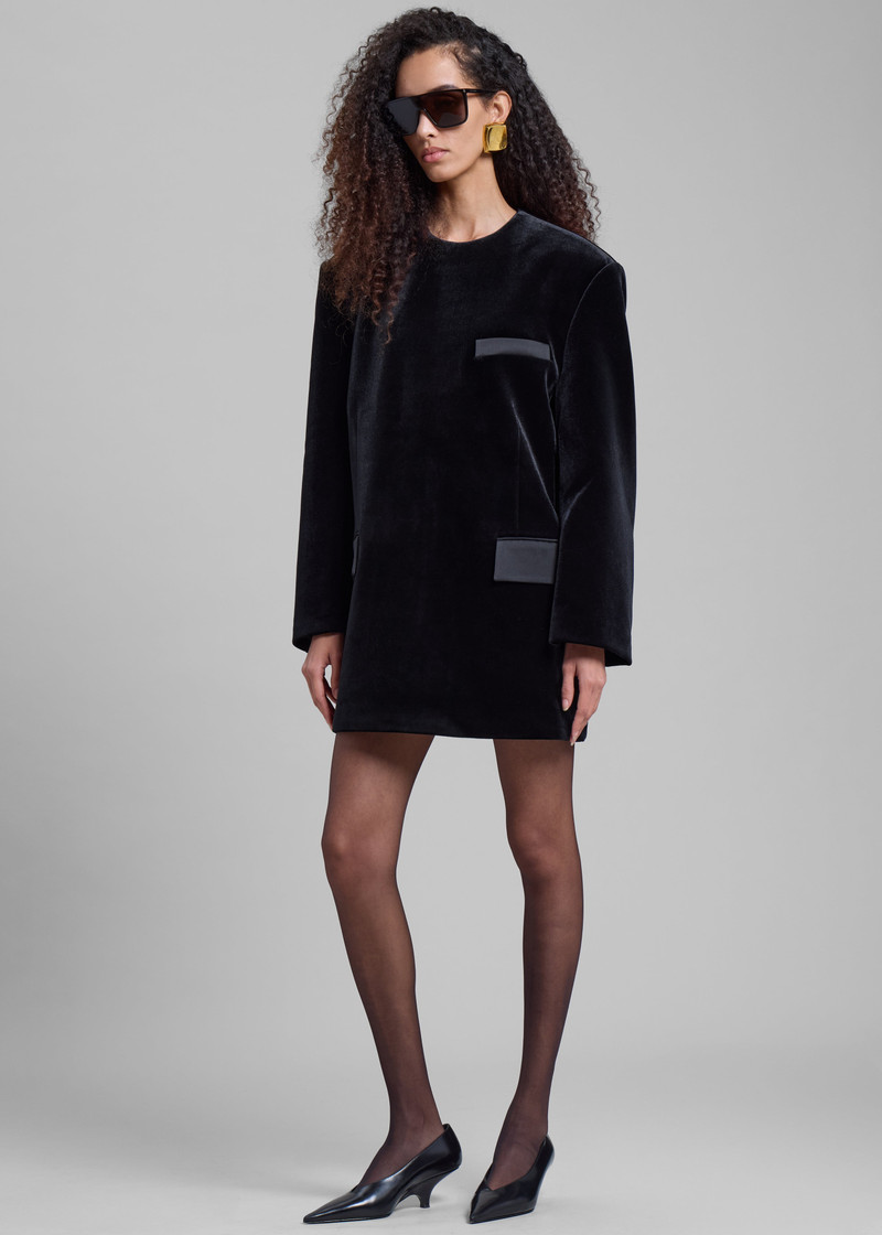 Madison Mini Velvet Dress - Black 3