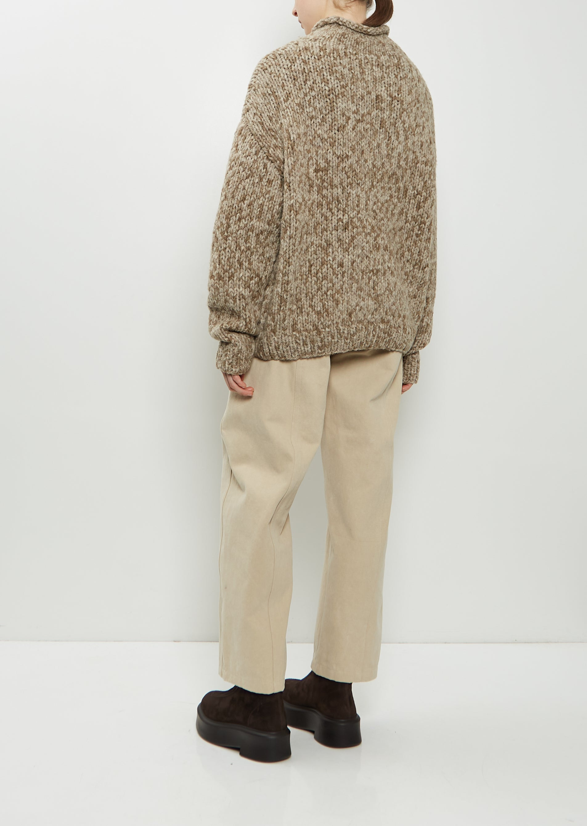 Hand-Knit Alpaca Merino Wool Sweater — Tobacco Paint - 3