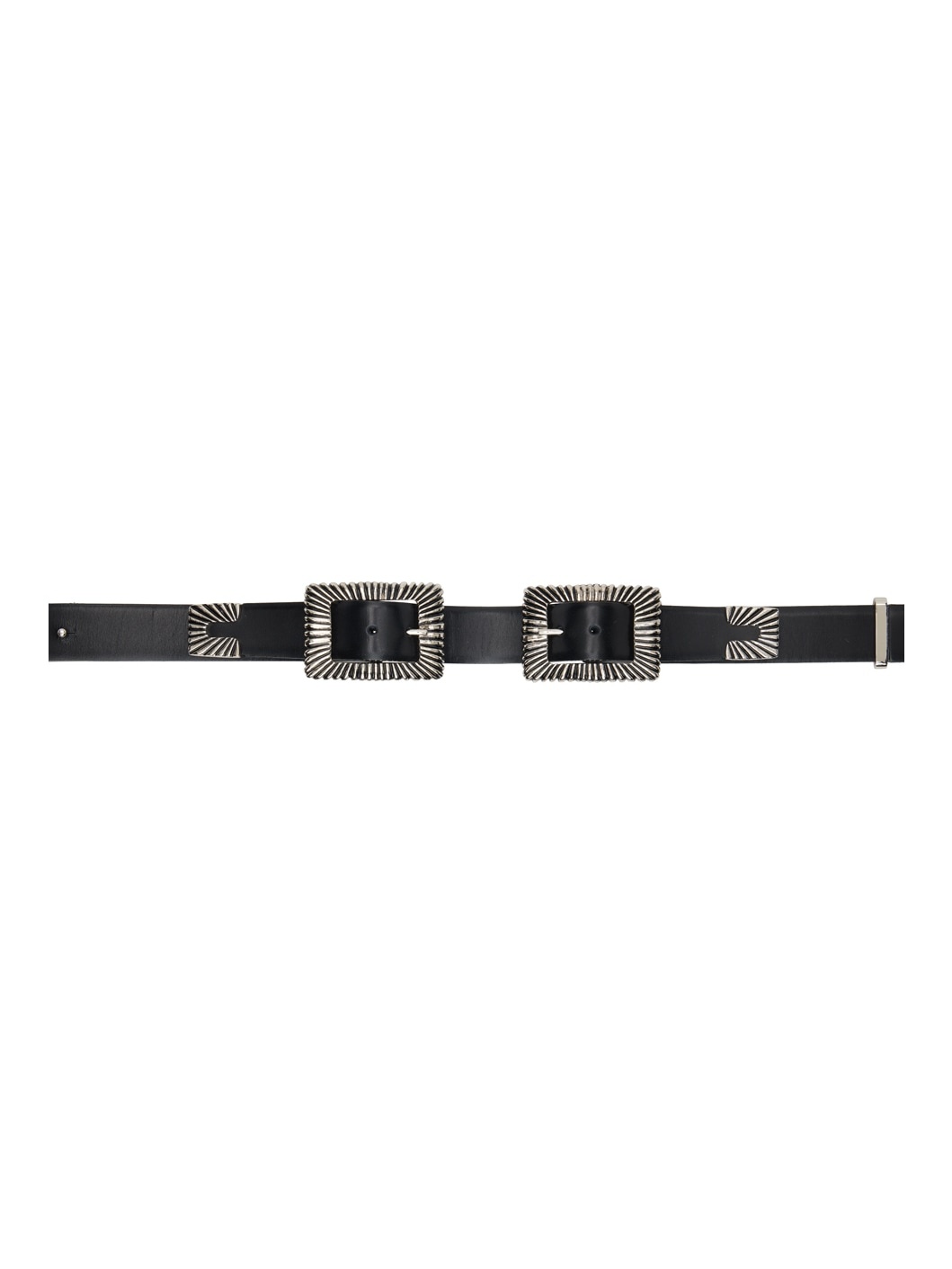 TOGA PULLA Black Double Square Buckle Belt | REVERSIBLE