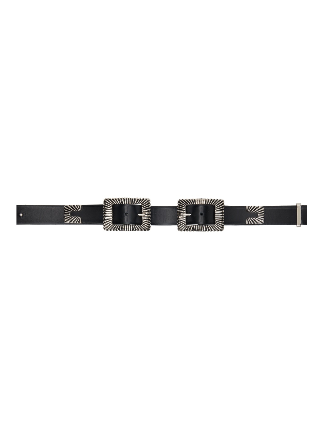 Black Double Square Buckle Belt - 1