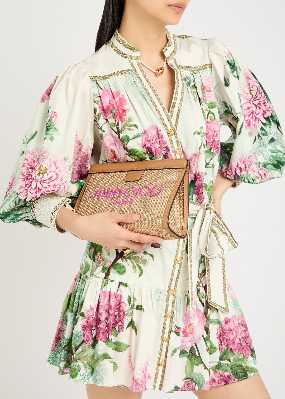 Jimmy Choo Avenue Logo Raffia Pouch - 5