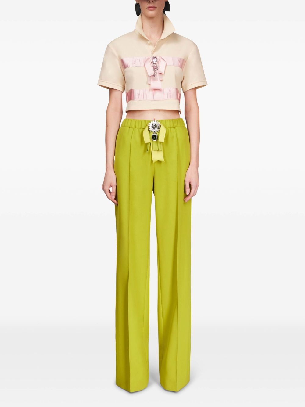 crystal-embellished cropped polo - 2