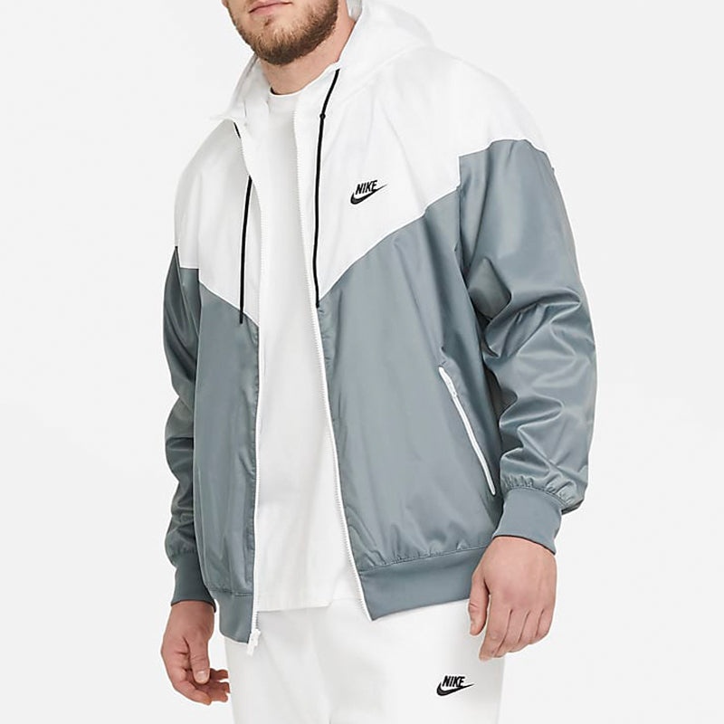 Nike Sport Zipper Hoodie Wind-Proof Jacket Men's GreyWhite DA0001-084 - 4