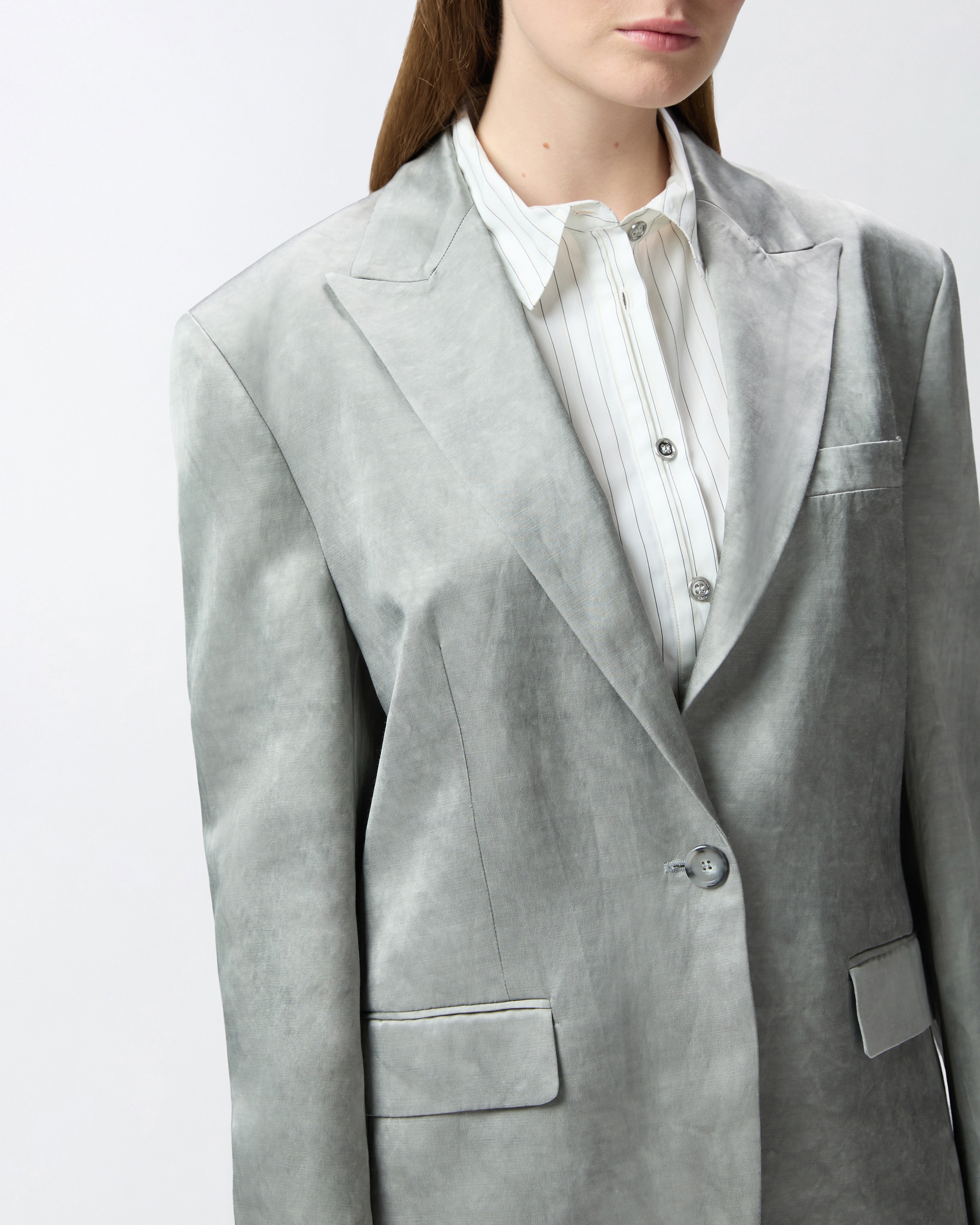 SINGLE-BREASTED BLAZER IN SLUB SATIN - 5