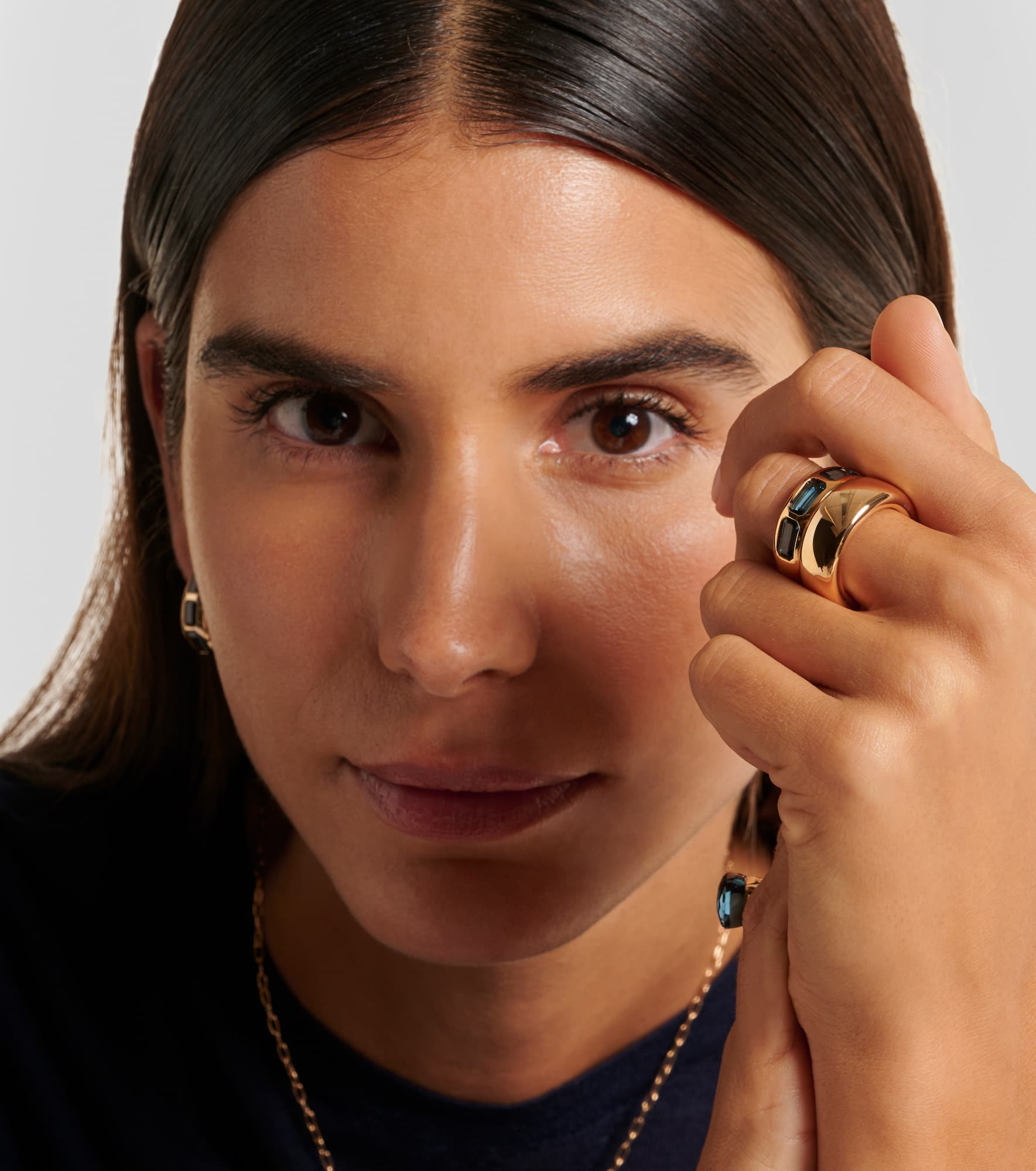 Iconica 18kt rose gold ring with topaz - 3