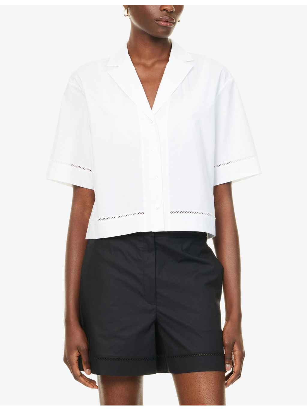 Cropped Short-Sleeves Stretch-Cotton Shirt - 3