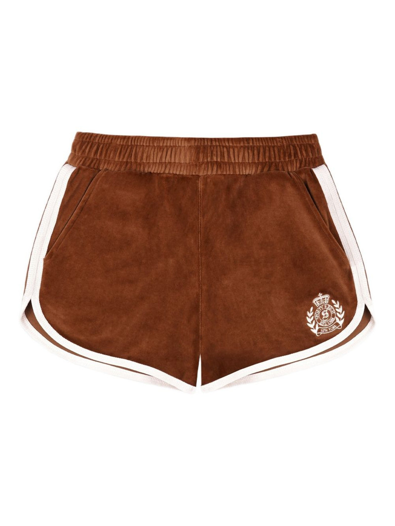 NY Crest contrasting trims logo track shorts 1