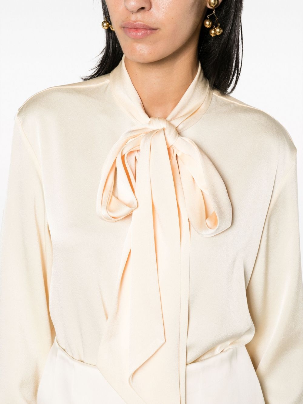 pussy bow-collar satin blouse - 5
