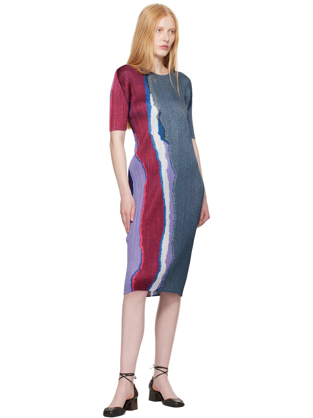 Blue Grainy Colors Midi Dress - 4