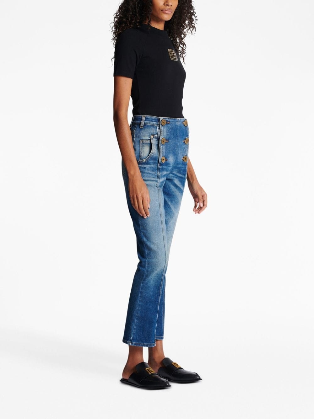 buttoned bootcut jeans - 3