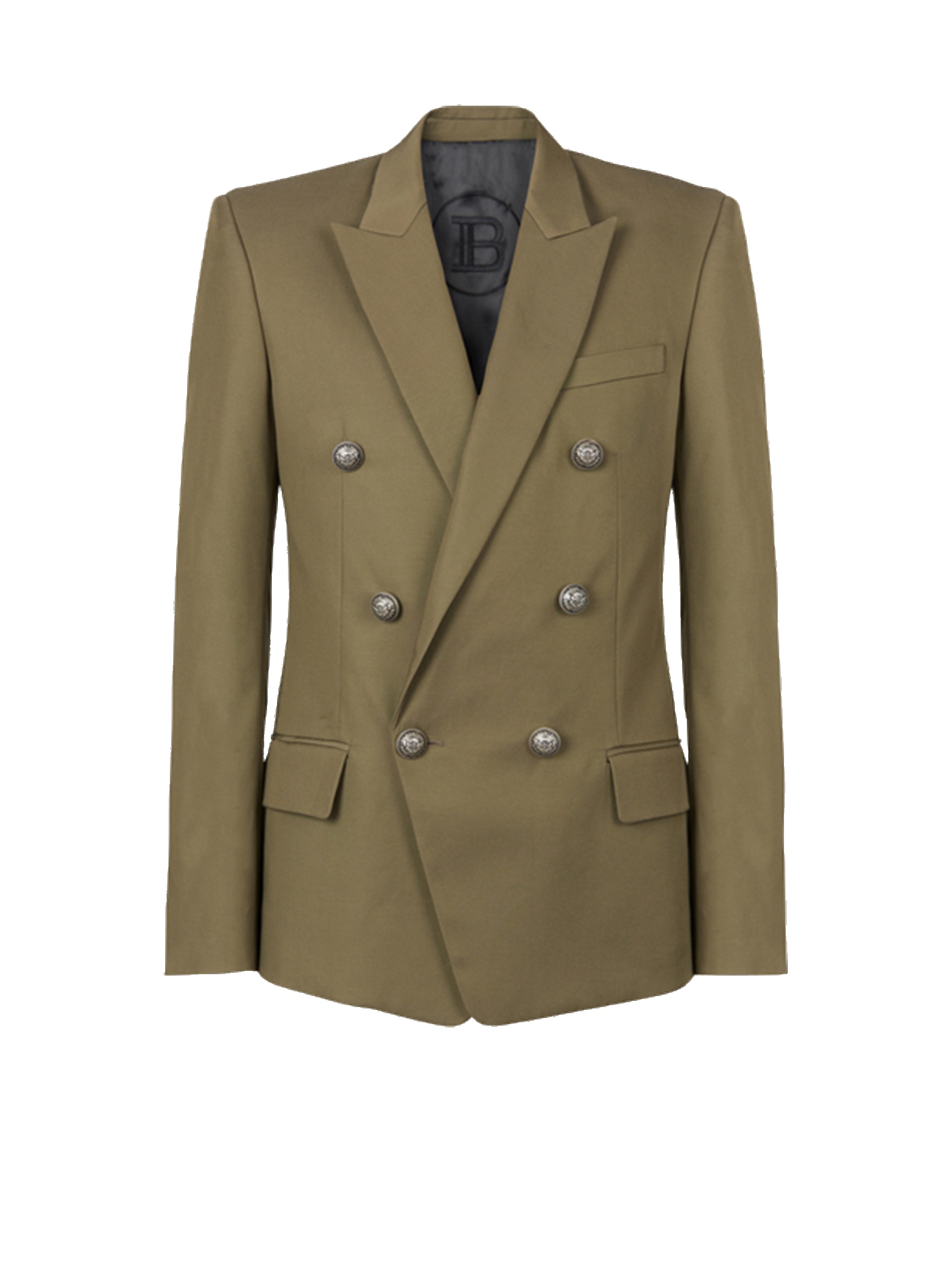 Cotton blazer with double-breasted silver-tone buttoned fastening - 1