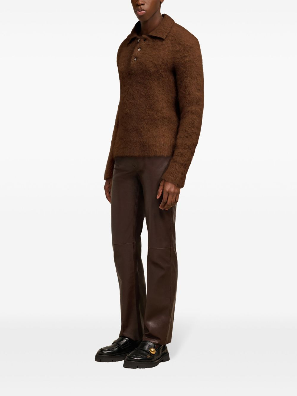 brushed-finish polo-collar jumper - 3