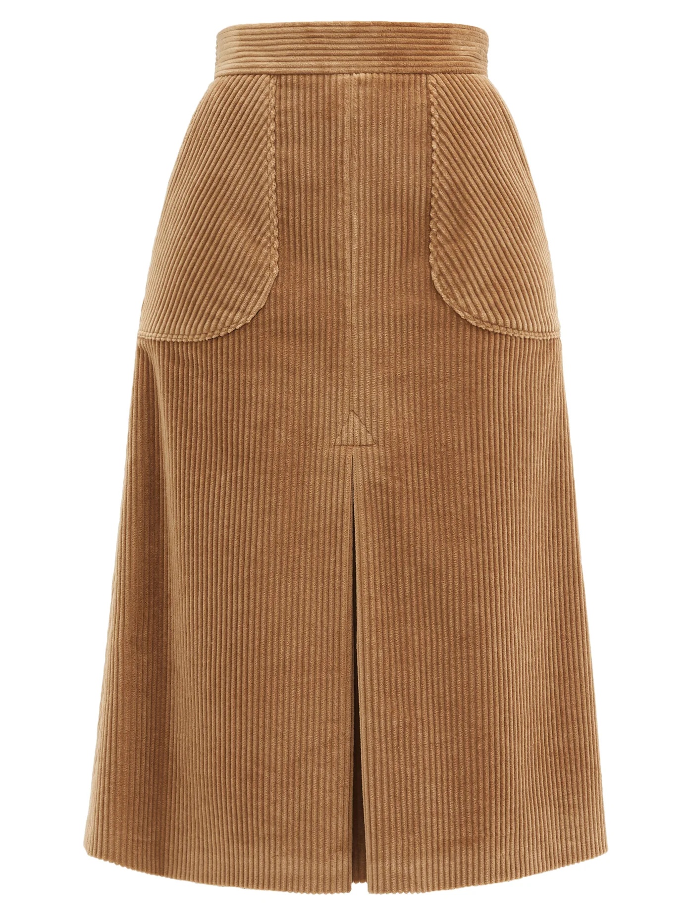 Inverted-pleated cotton-blend corduroy midi skirt - 1