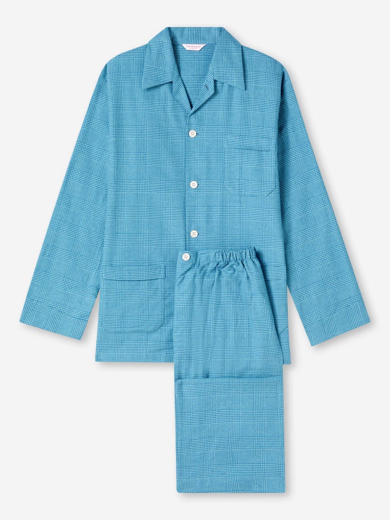 Men's Classic Fit Pyjamas Kelburn 34 Brushed Cotton Blue - 1