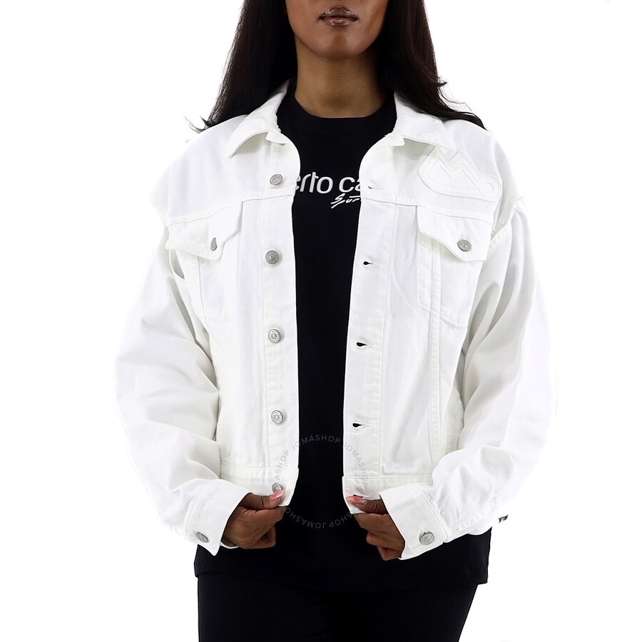 MM6 Ladies White Cut-out Detail Denim Jacket - 2
