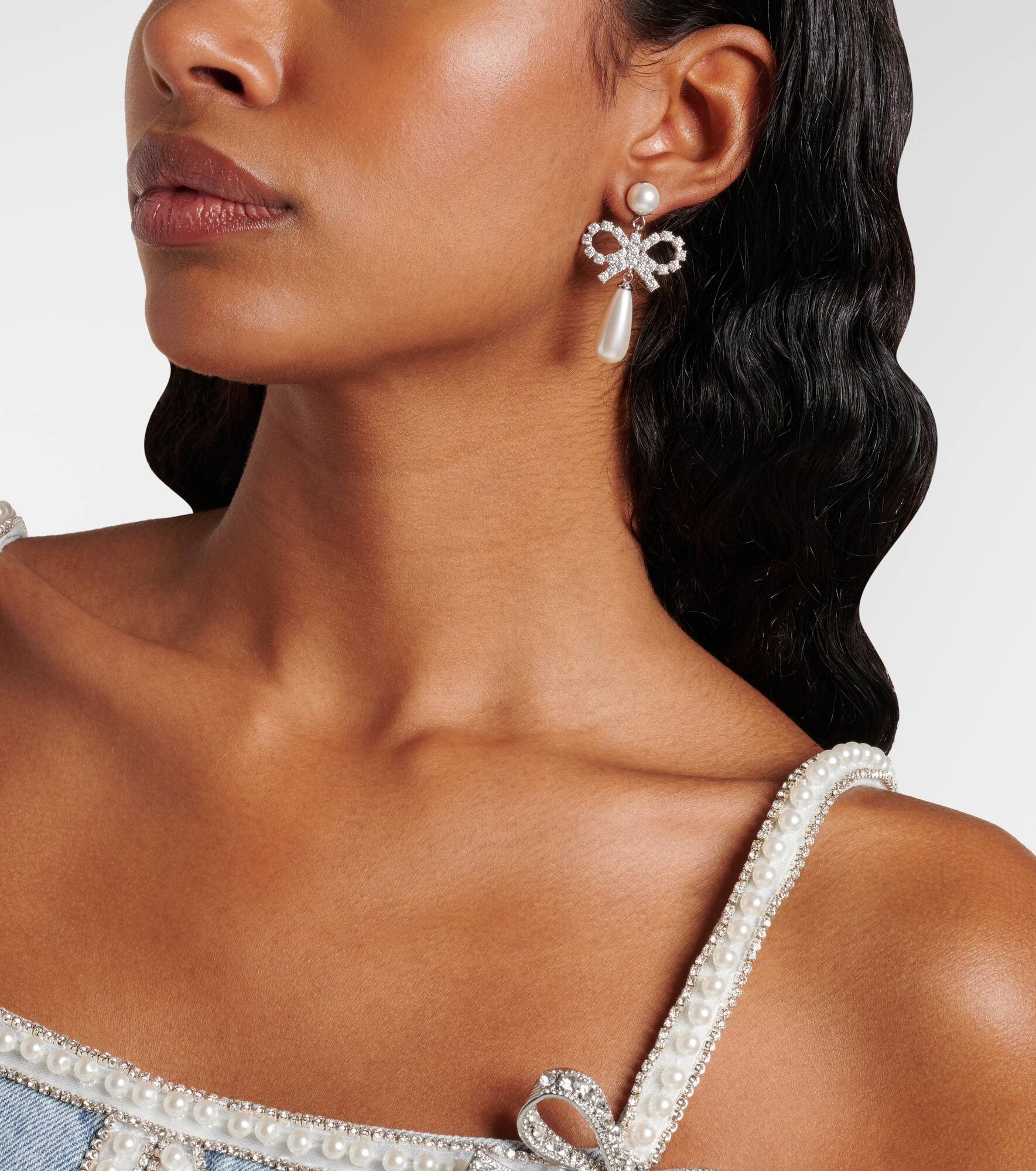 Faux pearl drop earrings - 6