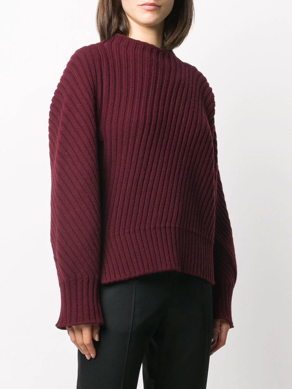 mock-neck ribbed jumper - 3