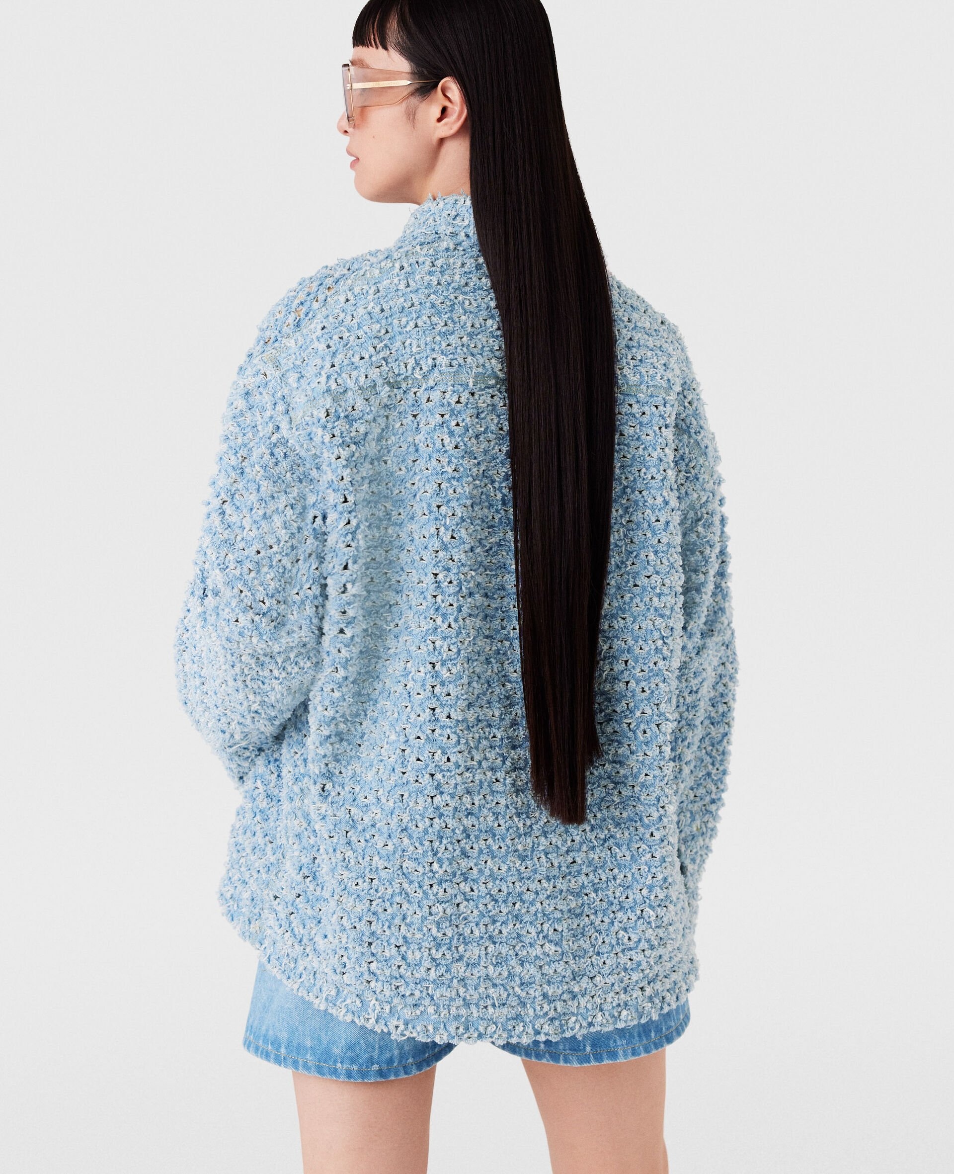 Oversized Denim Bouclé Shirt - 4