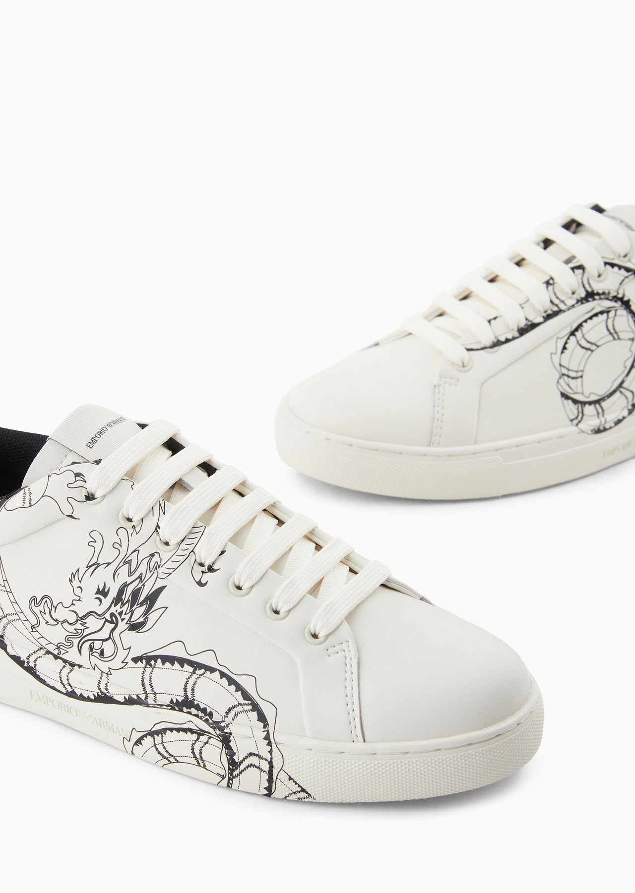 dragon-print leather sneakers - 5