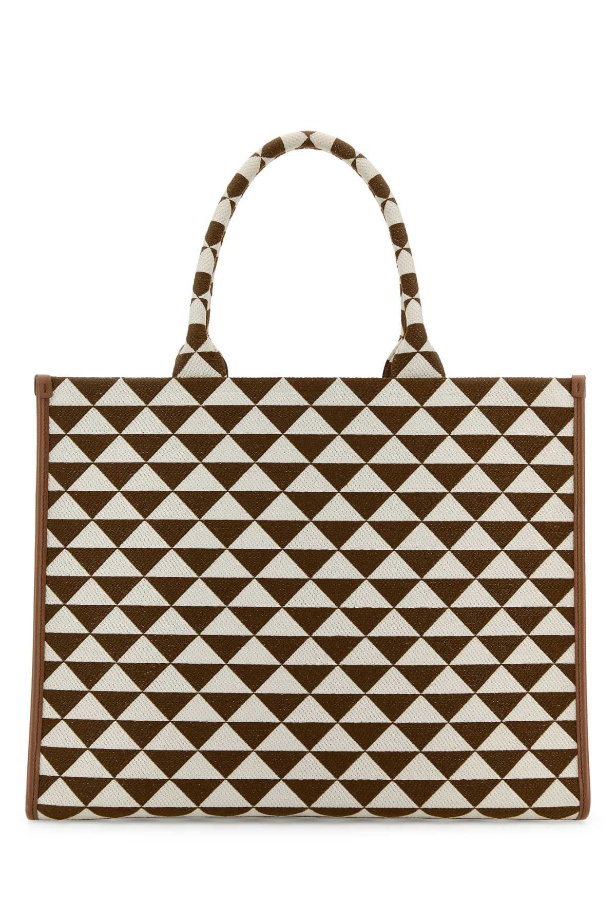 Prada Women Embroidered Fabric Large Symbole Shopping Bag - 3