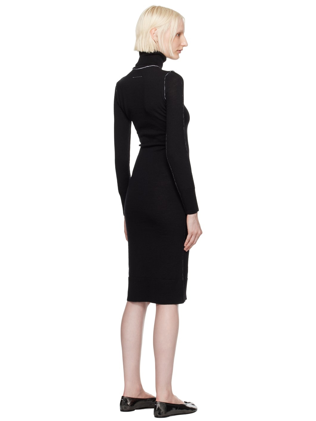 Black Turtleneck Midi Dress - 3