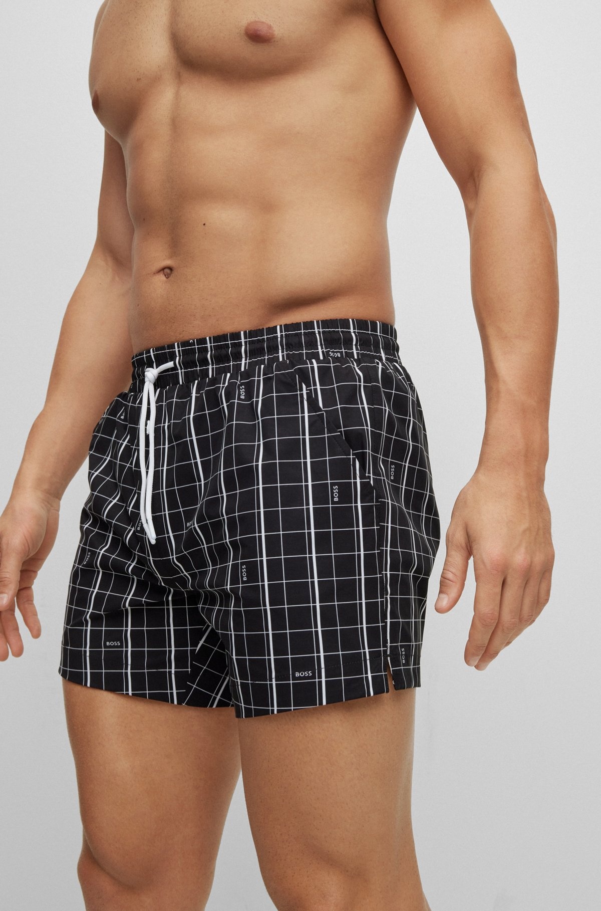 QUICK-DRY SWIM SHORTS IN PRINTED FABRIC - 3
