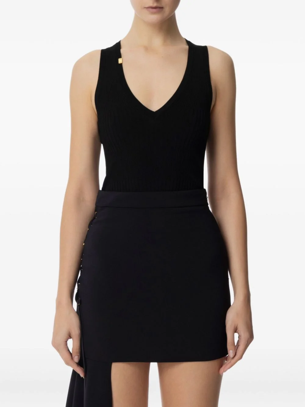 ribbed v-neck top - 1