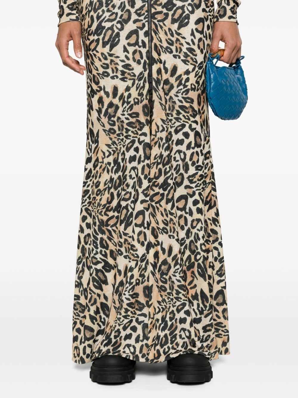 leopard-print zip-up maxi dress - 5