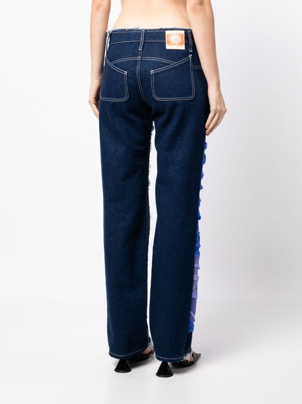 tulle-panels straight-leg jeans - 4