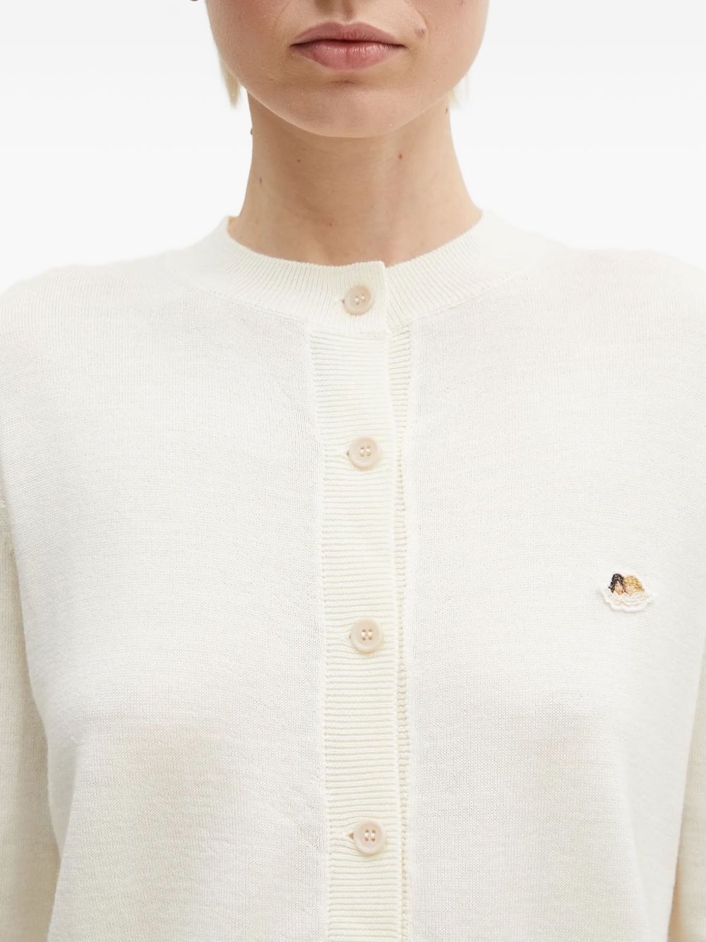embroidered button cardigan - 5