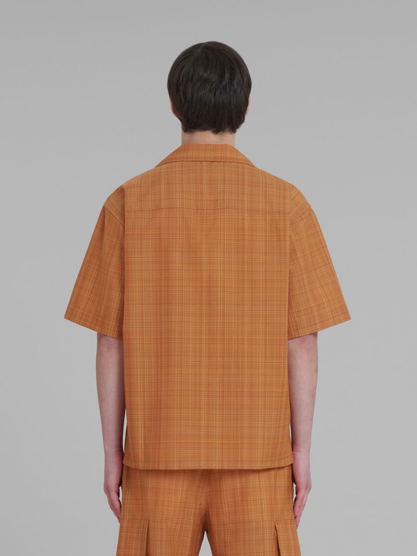 ORANGE BOWLING SHIRT IN CHECKED LIGHT WOOL - 3