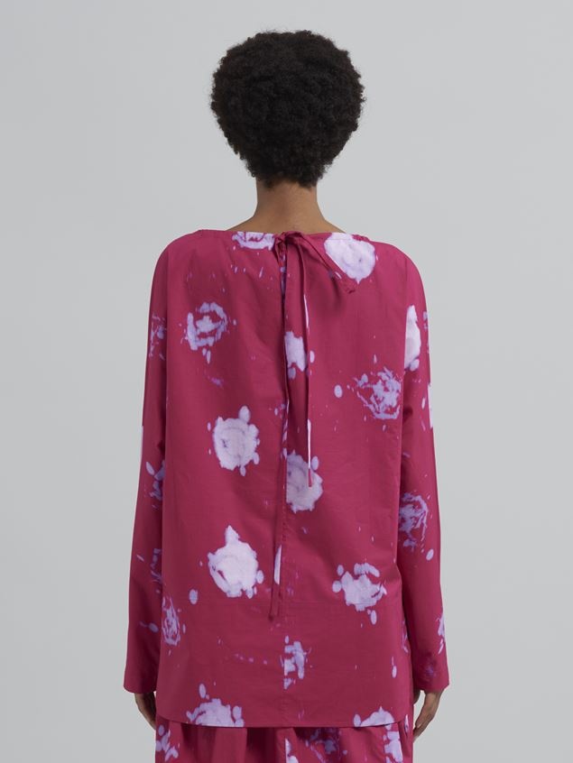 FADED ROSES PRINT POPLIN SHIRT WITH LACES - 3