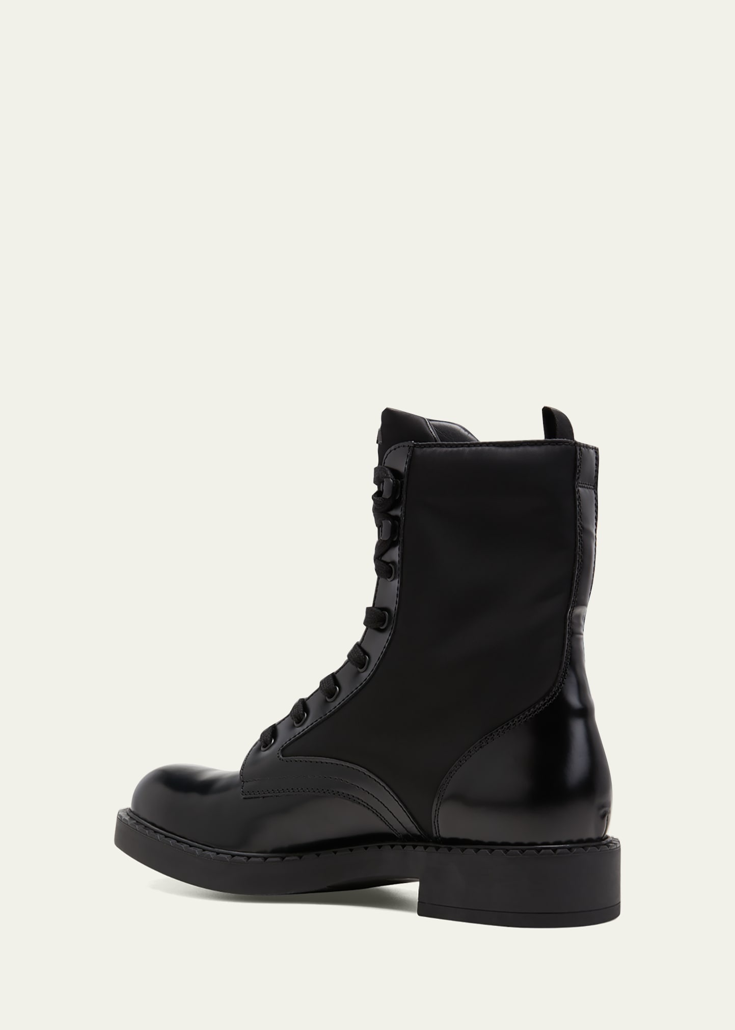 Men's Nylon & Leather Triangle Logo Combat Boots - 4