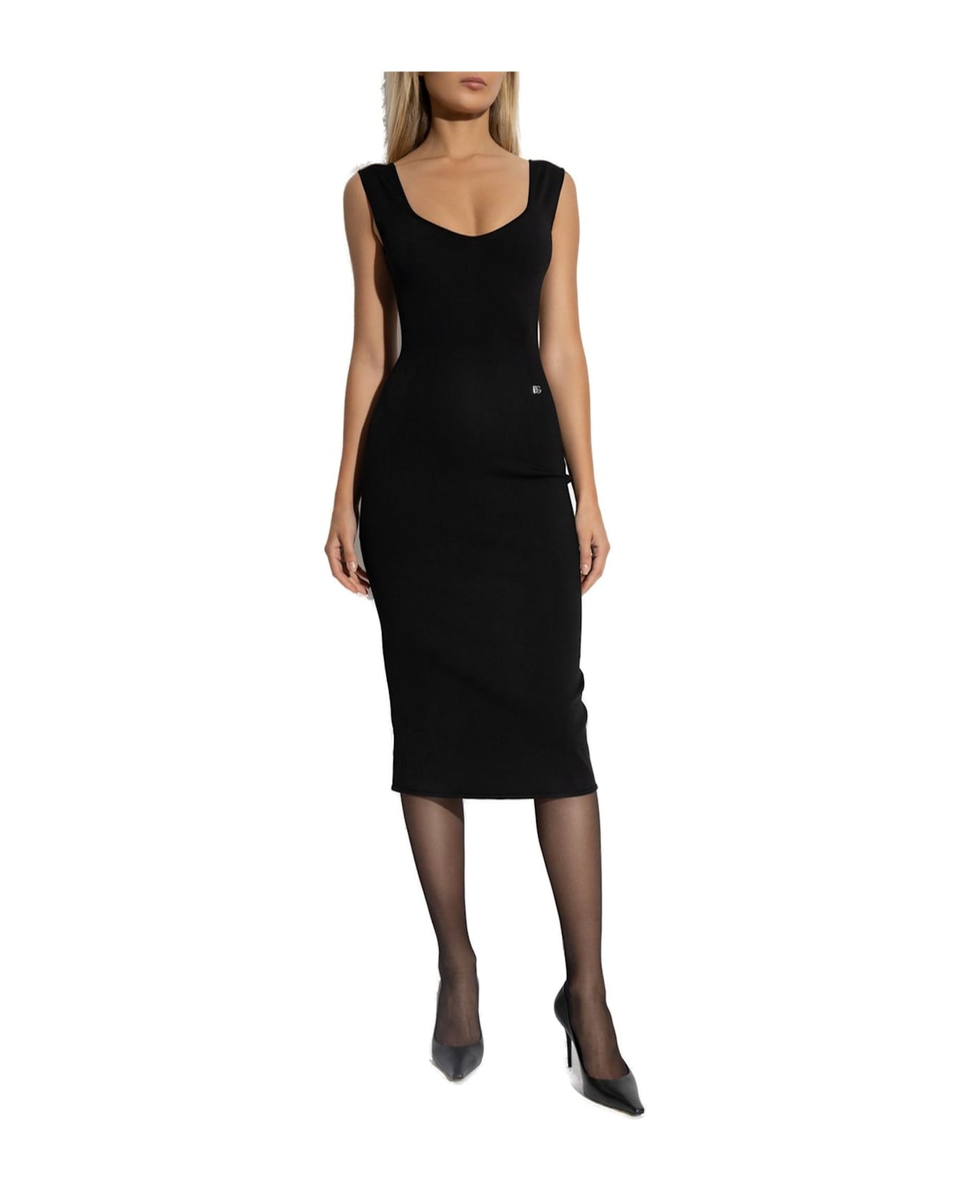 Dg Logo Plaque Sleeveless Knitted Dress - 2