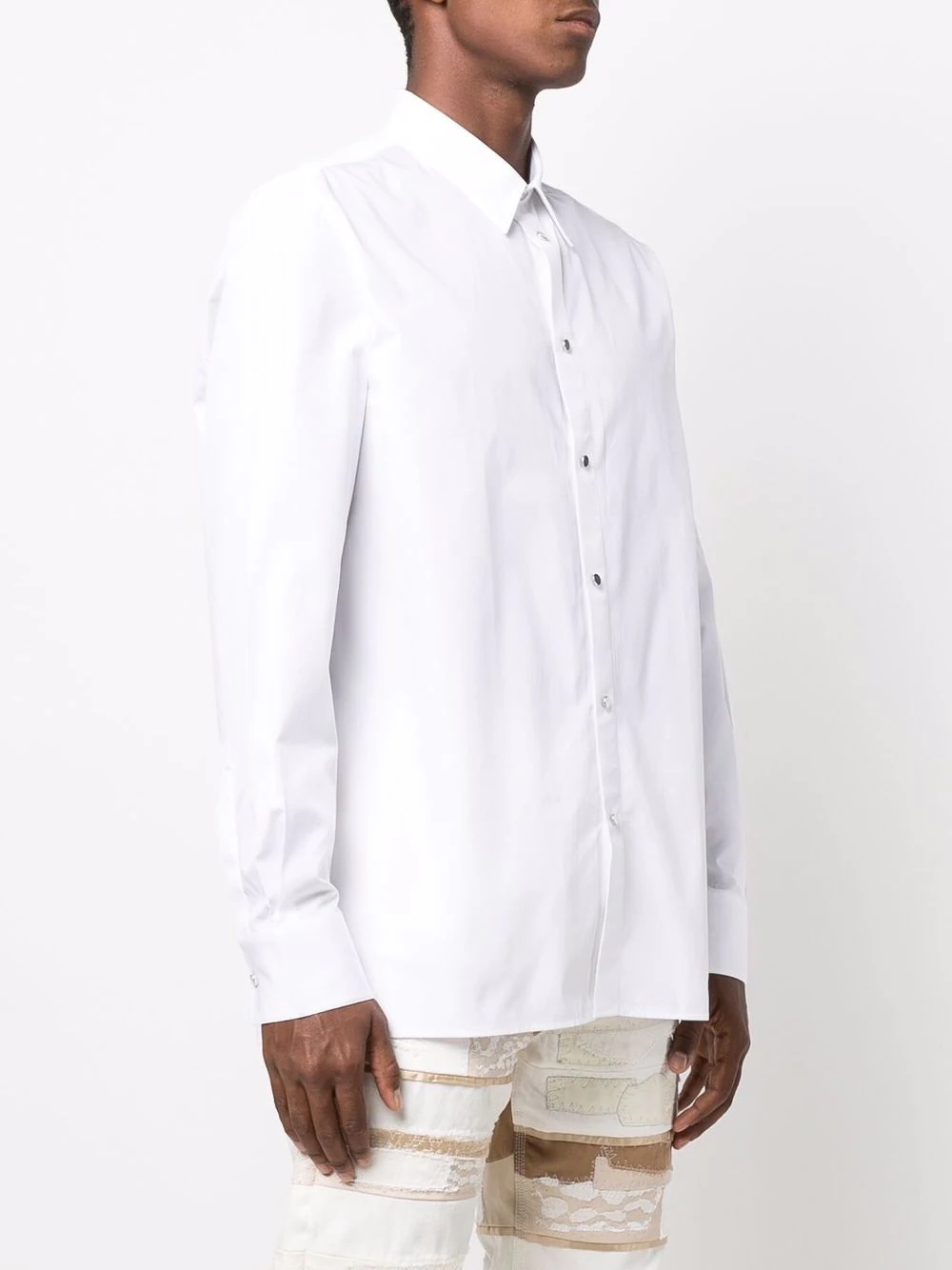 spread collar button-up shirt - 3