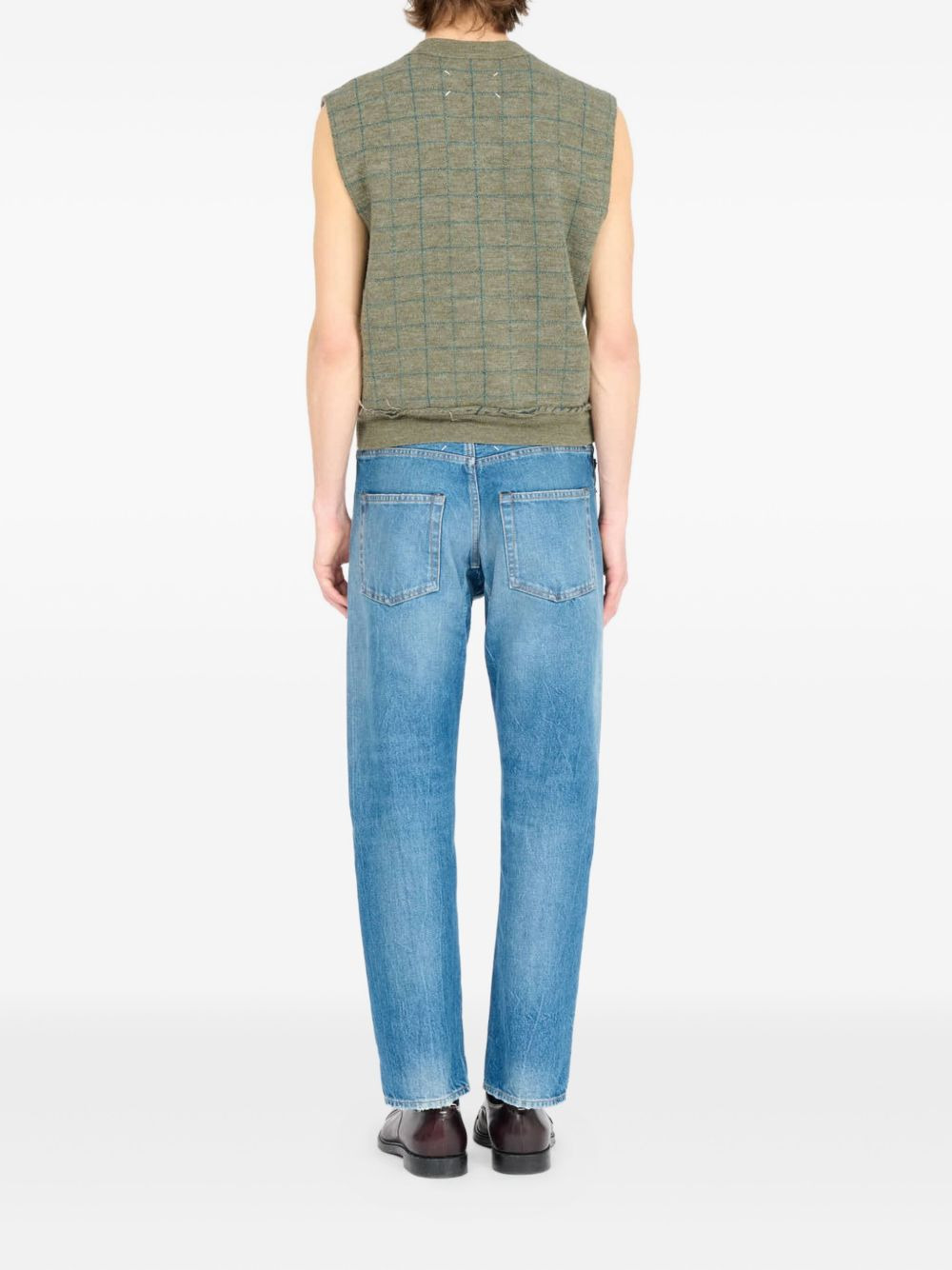checked V-neck vest - 4