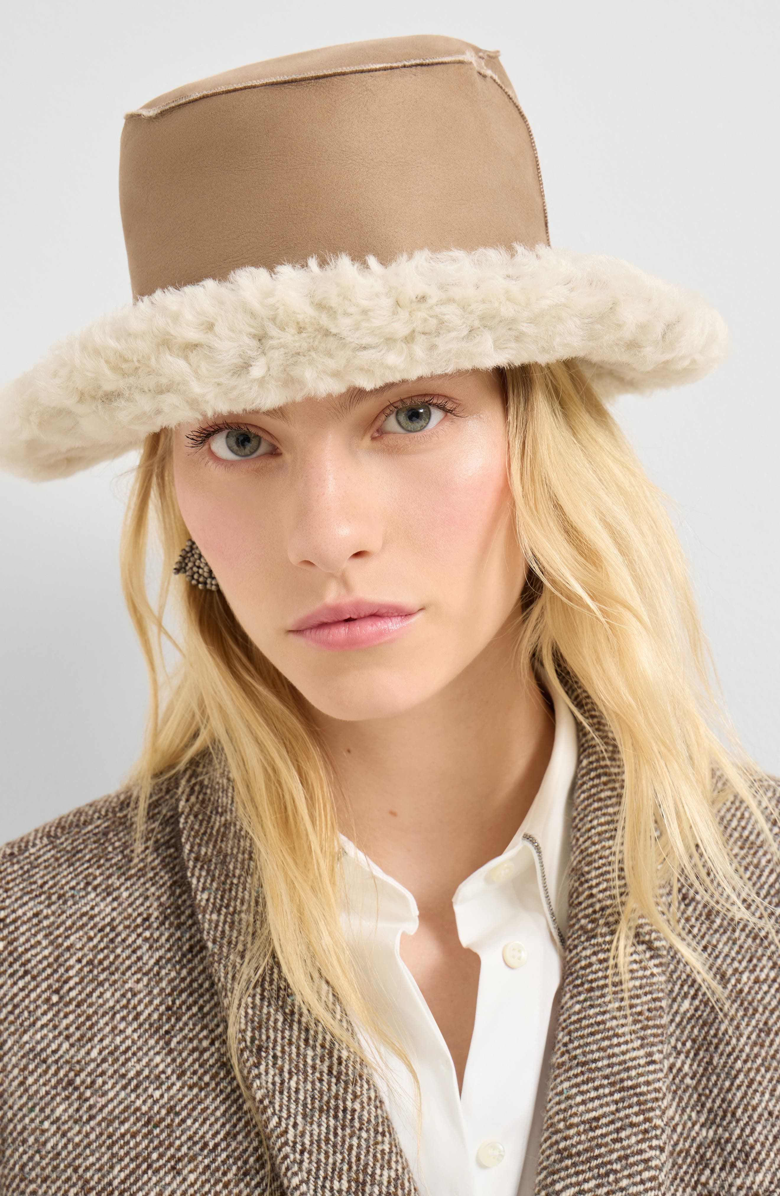 Brunello Cucinelli Shearling bucket hat in Hazelnut at Nordstrom - 4