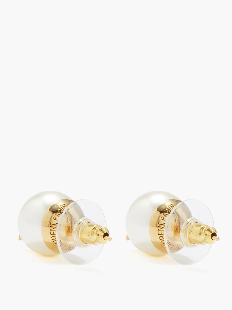 アクセサリーその他 Saint Laurent Asymmetrical earrings with pearl and Cassandre Saint Laurent Asymmetric pearl earrings cassandre | The