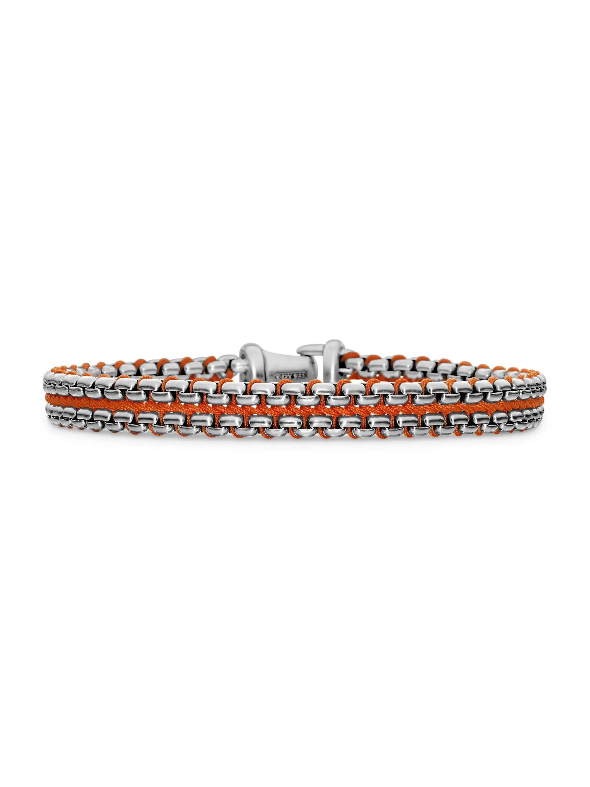 Men's Woven Box Chain Bracelet in Sterling Silver - Yellow - 1